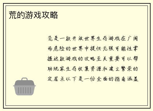 荒的游戏攻略